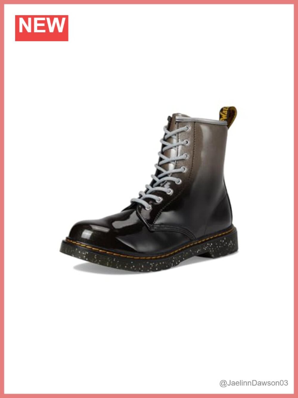 Patent Leather Lace Up Ankle Boots Combat Style Chunky Sole